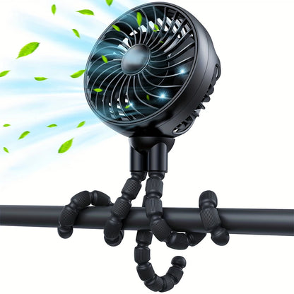 Stay Cool Anywhere: 2025 Mini Portable Battery-Powered Clip Fan with 360° Rotation and Flexible Design