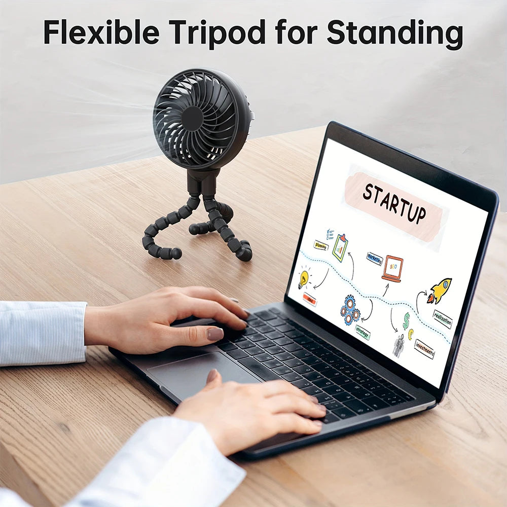 Stay Cool Anywhere: 2025 Mini Portable Battery-Powered Clip Fan with 360° Rotation and Flexible Design